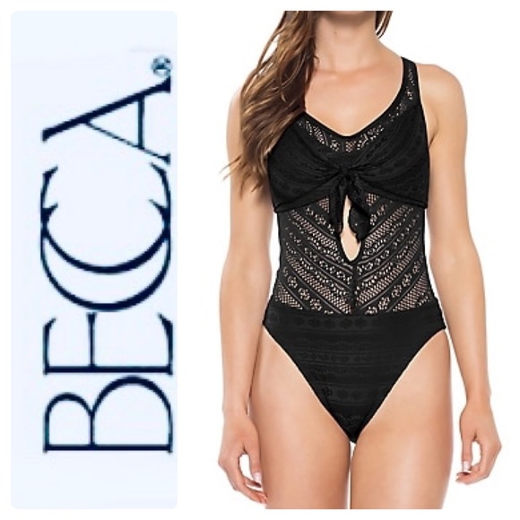 Becca Color Play Crochet Tie-Front 1Piece Swimsuit - Picture 4 of 8